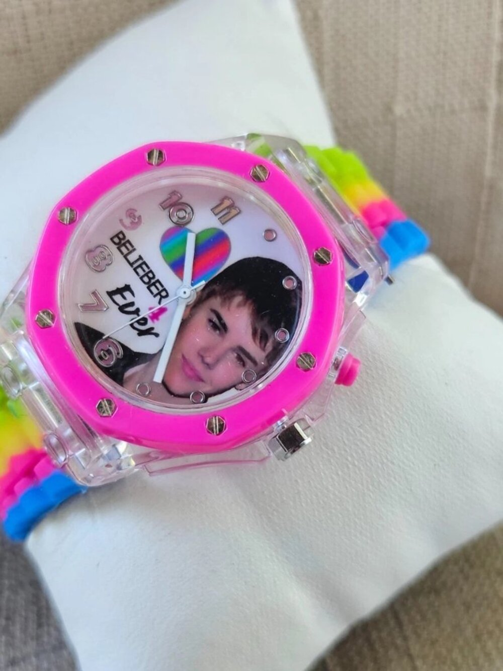 Justin Bieber Wristwatch Multi Color Rubber Strap Analog Quarts Unisex Watch - Picture 4 of 11
